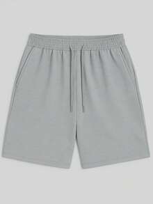 Men's Bermuda Shorts, Plain Sweatshirt, Flannel Shorts, Immediate Shipping, Various Colors, Comfortable - Xám - Xem 6