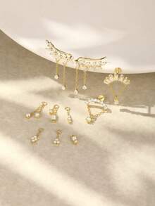 1 pieza Pendiente de plata de ley 925 con colgante de trébol, de doble cadena, minimalista, joyería para boda, fiesta y regalo para ella, joyería fina