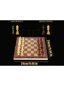 1 Stücke handgefertigter Holz Falt Schach Internationales Set, Mini 24 x 24 cm handgefertigtes Spielbrett zum Verstauen, 3-in-1 Schachbrett Spiel (Schach, Dame, Backgammon), geeignet für erwachsene Anfänger. Die multifunktionalen schwarz-weißen Holzschachfiguren des internationalen Schachspiels können zusammengeklappt werden.