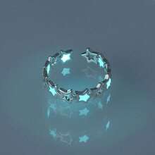 1pc Adjustable Copper Plated Silver Glow In The Dark Star Ring, Suitable For Women As Daily Accessory (Glows After Absorbing Light, Won't Glow Without Absorbing Light)
