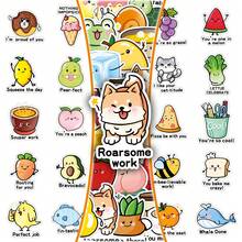 50 piezas de pegatinas de recompensa en inglés con diseños de dibujos animados lindos, pegatinas decorativas educativas en inglés para pared, estuche de teléfono, caja de papelería