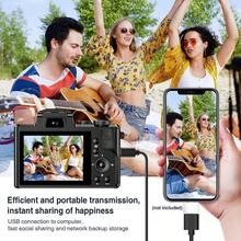 SONGDIAN 松典8K 88MP数码相机，适用于摄影和Vlog，具备自动对焦、LCD触摸屏、16倍数码变焦、1500mAh电池、双镜头、遮光罩、图像稳定功能，支持64GB TF卡和闪光灯，镜头耐用且品质优良，是理想的圣诞礼物，黑色