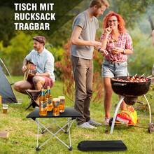 Rigogo Klapptisch Outdoor aus Aluminium - Leicht & Kompakt | Tragbarer Gartentisch für Picknick, Camping, Balkon & Terrasse | Inkl. Tragetasche - Schwarz - Übersicht 9