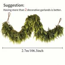 9FT Christmas Cedar Garland Artificial Real Touch Thickness Realistic Greenery Pine Garland For Mantle Fireplace Outdoor Indoor Christmas Decorations Home Decor Room Decor - Multicolor - View 13