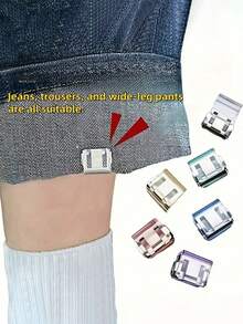 6pcs Invisible Pant Leg Shortener Clips, No-Sew Hidden Clamps And Leg Tightening Devices To Prevent Pants From Dragging On The Ground, Multipurpose Clips For Home, Office, File And Paper Organization - Multicolor - View 3