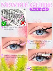 Queenice 12片/套礼盒装（共2728片），包含彩色/直立/浓密/卡通/自然款假睫毛，30D/40D/50D/60D/80D密度可选，多种颜色可选，附赠胶水和工具。适合居家DIY、旅行、日常妆容，也是万圣节和圣诞节的理想礼物。 - 黑色 - 查看 8