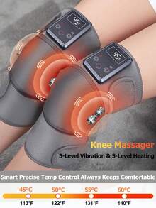 1pc/Pair Knee Massager With Heat And Vibration For Pain Relief,4 Heating & 3 Massage Modes, Adjustable For Knee/Elbow/Shoulder Pain Relief, Cordless Rechargeable Heating Knee Warmers Wrap,Gifts For Men Women - Nhiều màu - Xem 2