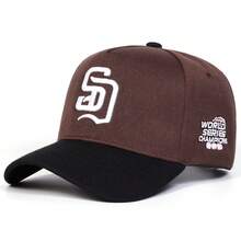 1Piece Men Letter Embroidered Patchwork Baseball Cap Outdoor Adjustable Sunscreen Leisure Hat Spring Autumn Travel Tourism Beach Vacation - 彩色 - 查看 9