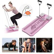 Foldable Multifunctional Fitness Board Pilates Reformer For Home Workouts Body - Pink - View 3