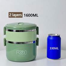 不锈钢保温便当盒，1/2/3/4 层食物容器，便携式可重复使用保温午餐盒，适合在校学生、露营、返校和办公室工作人员的餐食准备、厨房小工具、厨房配件、旅行配件、返校季、学生季、学校用品 - 綠色 - 查看 12