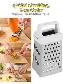 Mini rallador de queso de acero inoxidable - 1 rallador pequeño de cocina para parmesano, ajo, jengibre, verduras y chocolate. Rebanador y triturador de mano compacto con base antideslizante, diseño fácil de limpiar para cocinar en casa (plateado). - Color aleatorio - Ver 5