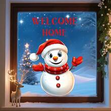 Christmas Window Stickers, Cute Santa Claus Snowman Glass Window Decals Door Stickers Decoration, Suitable For Holiday Christmas Nursery Playroom Bedroom Classroom Kindergarten Wall Stickers Room Decor Wall Sticker Wall Decor Home Decor Christmas Decorations Christmas Decorations Home
