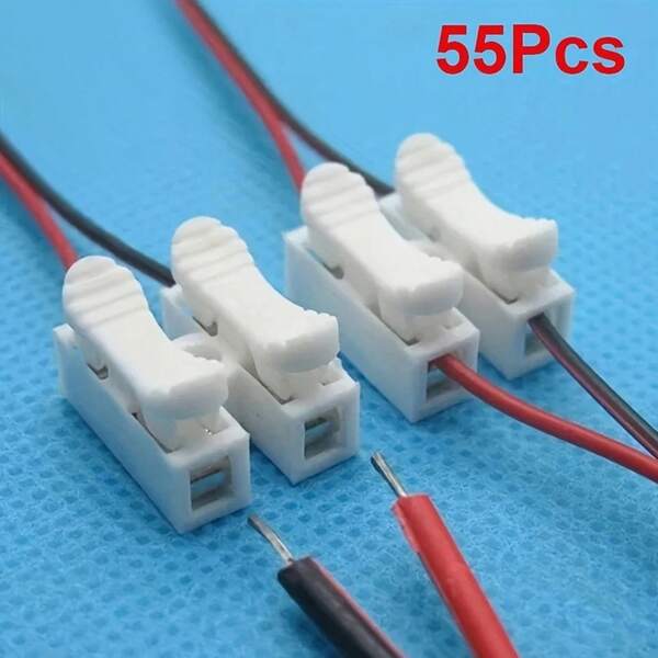 55PC CH-2 Spring Connectors – PVC Insulated Quick-Wire Terminals For 0.5–4mm² Cables | Tool-Free Push-In Electrical Connectors | Secure
