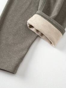 2pcs Men's Fashion Thermal Underwear Set, Autumn/Winter Warm Base Layer Knit Sweater - Light Grey - View 10