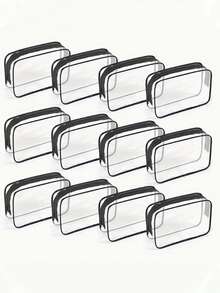 5pcs Transparent PVC Zipper Cosmetic Bag Set, Portable Clear Toiletry Bag, Business Travel, Vacation, Bathroom Storage Travel Zipper Pouch, Minimalist Unisex Clear Organizer Bag, EVA Toiletry Cosmetic Bag Set, Transparent Zipper, Travel Organizer Bag. Suitable For Backpack, Travel Essential, Beach Vacation. - Multicolor - View 6