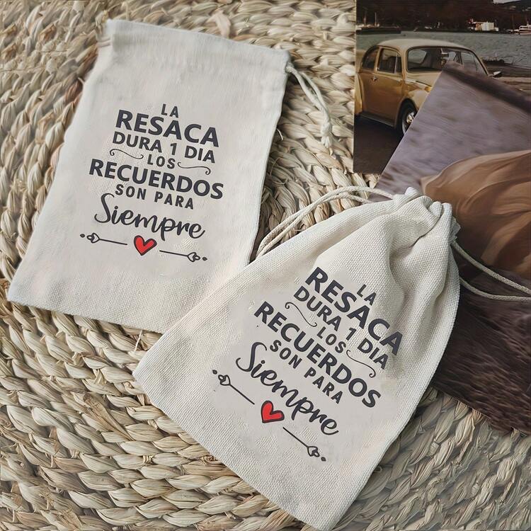 10 piezas de bolsas de cordón de color beige para bodas españolas y fiestas, adecuadas para empaquetar artículos de recuperación de resaca - Beis - Añade 9
