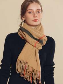 Premium Wool Scarf For Women, Thick Cashmere Blend Plaid Scarf, Versatile Autumn/Winter Accessory, 2025 New Style
