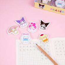 Sanrio 6Pcs Sanrio Kuromi Melody Osmanthus Dog-Shaped Eraser Set, Cute Pudding Dog Dog Dandruff Remover Set, Prize Batch Is Very Suitable For School Supplies, Offices, Dormitories, And Public Items. It Is Applicable To Various Scenarios And Is Perfect For Christmas, Thanksgiving, And Birthdays. It Is A Perfect Gift For Family And Friends.