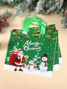 25/50pcs Christmas Handheld Gift Packaging Bag, Christmas Holiday Gift Packages, Hand-Held Bags, Plastic Packaging, Christmas Green Cute Santa Claus Snowman Pattern Gift Packaging Handheld Bag, Merry Christmas Gift Bag, Festive Christmas Eve Souvenirs, Green Plastic Christmas Gift Bags, Holiday Tote Bags, Suitable For Gifts, Shopping, And Party Favors, Perfect For Christmas, New Year, And Other Festive Occasions, 2026 New Year Gift