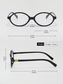 1 par de gafas ovaladas retro versátiles transparentes, gafas de lente transparente de moda - transparente - Ver 8