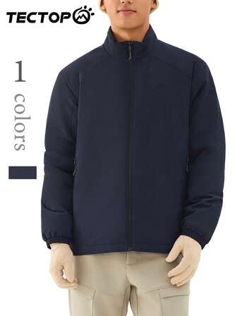 TECTOP Men's Outdoor Padded Coat, Quilted, Zipper Pockets, Zip-Up Collar, Soft & Lightweight Travel Coat, Autumn/Winter