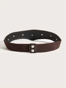 1 件女士西式铆钉装饰复古别致腰带，百搭搭配上衣 - 咖啡 - 查看 2