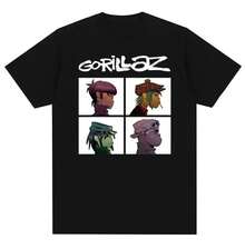 Music Band Gorillazs Punk Rock Print T Shirt 90s Casual Fashion Short Sve Plus Size T Shirt Uni - 黑色 - 查看 1