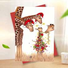 1 pieza Tarjeta de felicitación navideña australiana con sobre, 11cm X 16cm - Diseño encantador de gatos besándose con adornos festivos, ideal para amigos, familiares y amantes de los gatos, tarjeta de celebración navideña conmovedora