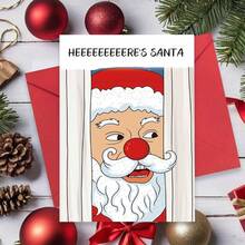 1 张，闪亮风格圣诞贺卡，适合朋友、家人、同事的趣味圣诞贺卡，这是圣诞老人节日贺卡，适合男朋友、女朋友、夫妻的圣诞贺卡