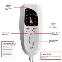 Almohadilla Térmica, Cobijas Eléctricas para Alivio de Dolores de Espalda, Hombros y Cuello, Compresas Calientes Terapeuticas,6 Niveles de Calor y 4 Ajustes de Temporizador con Apagado Automático, Calentamiento Rápido Gris - Gris - Ver 9