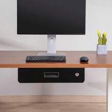 Maclean MC-461 Ergonomische Untertischschublade mit Schlüssel | Abschließbar | 5 kg Tragkraft | 45*31,2 cm | Hängeschublade Schwarz | Unter Schreibtisch montierbar