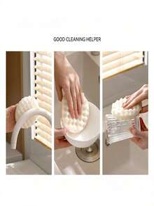 2 piezas Juego de limpieza de cocina, cepillo de lavado de platos con esponja de panal y gancho de ventosa, material de PVC, suministros de limpieza para el hogar, juego de esponja de lavado de platos en panal 3D - Almohadilla de limpieza de doble cara de poliuretano, para la limpieza de la cocina, con ventosa, fácil de almacenar.