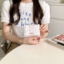 花卉蝴蝶结装饰女士小钱包简约三折钱包学生风格现货日式设计女士钱包迷你钱包钱包秋季小钱包可爱钱包 Y2K 钱包 - 彩色 - 查看 4