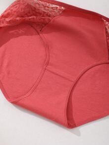 6 件装女士加大码棉质内裤中腰无缝三角裤性感蕾丝拼接舒适运动内衣收腹提臀弹力内衣适合瑜伽、运动和日常穿着