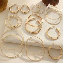 8 Pairs Exaggerated Versatile Large Hoop Earrings Set For Women