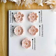 1/5 Khuôn cắt đất sét polymer hình hoa và bánh rán các loại, thích hợp để làm hoa tai và đồ trang sức; Khuôn cắt đất sét hình hoa 4 cánh, 5 cánh, 6 cánh để làm đồ trang sức thủ công; Khuôn đất sét hình hoa để làm mặt dây chuyền và vòng cổ; Dụng cụ thủ công bằng đất sét hình hoa rỗng, 5 kiểu dáng khác nhau - Màu be - Xem 8