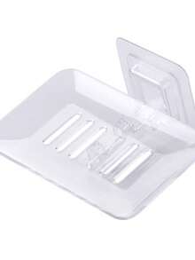 VFRYP 1 Stück durchsichtiger, selbstklebender, wandmontierter Seifenschalenhalter aus Kunststoff ohne Bohren für das Badezimmer