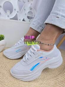 Women's Platform Sneakers, Beautiful, Comfortable And Resistant (LARGE SIZE) - 全息白 - 查看 5