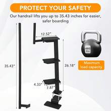 Heavy Duty Boat Trailer Step Ladder – 3-Step With Handle, Non-Slip Surface, Fit For Trailer Tongue, 460 Lbs Load Capacity