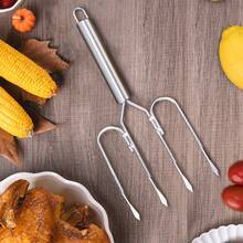 Herramienta para asar al aire libre firmada por Laurel, tenedores de acero inoxidable para levantar carne (juego de 2), color plateado