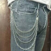 Mehrschichtige Hüftkette aus Metall im Punk-Stil, Jeans-Accessoire für Hip-Hop, multifunktionale Hosen-Kette für Herren und Damen geeignet für den täglichen Gebrauch und modisches Kombinieren
