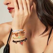 MDFUN Halloween Beaded Bracelets Pumpkin Spider Ghost Charms Bracelets BOO Happy Halloween Stretch Bracelets Set Holiday Gift