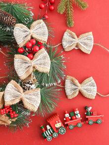 5/10/20 Stücke Weihnachtsbaum Ornament, 6 * 8cm Weihnachtsschleife, Juteband-Schleife, Hängende Weihnachtsbaum Dekoration, geeignet für Innenraum Weihnachtsdekoration, Familien-Party Dekoration, Baby-Shower Party Dekoration, Geburtstags Dekoration