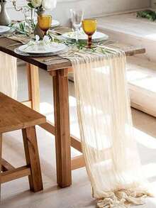 1/5/10/15pcs Cheesecloth Table Runner, Folded Tablecloth, Holiday Birthday Decorations Wedding Decorations Vacation House Decorations Party Room Table Decorations Beige Table Cover, Table Flag, Solid Color Table Cloth, Birthday Decorations Wedding Decorations Table Set, Party Decorations Table Skirt, Party Favors,Christmas Decoration