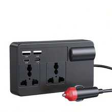 7 合 1 120W 大功率快速充电器 USB PD 车载充电器便携式 3 插座替换分配器汽车点烟器分配器带开关 12 V/24 V 插头充电线分配器，多功能车载逆变器 12V/24V - 黑色 - 查看 7