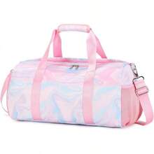Dafelile Bolsa de lona deportiva para niñas, bolsa de baile para adolescentes, bolsa de viaje para llevar a cabo el fin de semana para pasar la noche, bolsa de gimnasio, bolsa de ballet de viaje con - Mármol rosa - Ver 4