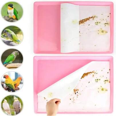 50/10 件鸟笼衬垫，一次性笼垫，预切吸水鸟笼纸，适用于大型长尾鹦鹉、长尾小鹦鹉、鸽子、金丝雀、鹦鹉（白色）