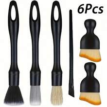 5pcs Auto Detailing Brush Set - Ultra-Soft Bristle Car Interior Cleaning Tools, Dust Removal Brushes For Vehicle Detailing And Maintenance, Plastic Material