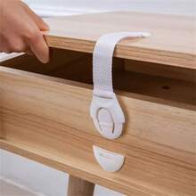 5pcs White Child Safety Cabinet Locks, Baby Proofing Drawer Door Cabinet Locks, Plastic Door Locks (The Product May Have Slight Color Difference Due To Photography, Lighting, Display, Etc. Please Refer To The Actual Product.) - Apricot - View 8