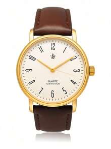 Men's Watch With Leather Strap And Metal Original Launch - Gold/Brown - View 2